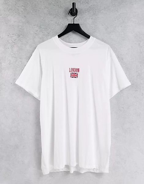 Night Addict – T-Shirt in Weiß mit London-Print günstig online kaufen