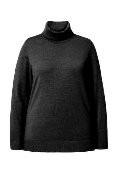 Ulla Popken Strickpullover Rollkragenpullover breite Rippbündchen günstig online kaufen