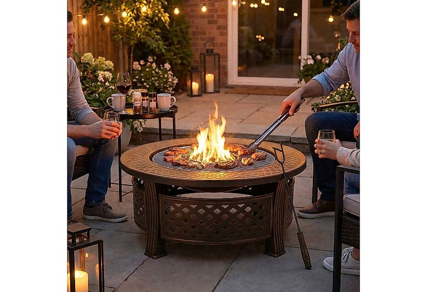 TLGREEN Feuerschale, (80,5cm Multifunktionale Feuerschale mit Funkenschutz günstig online kaufen