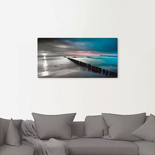 Artland Wandbild "Ostsee mit Sonnenaufgang s/w", Gewässer, (1 St.), als Lei günstig online kaufen