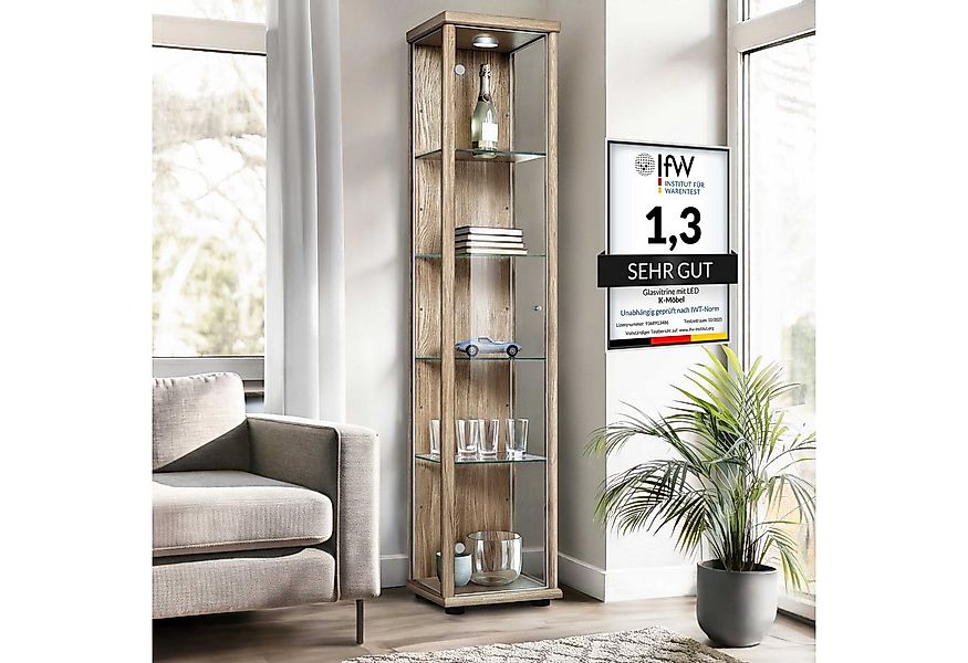 K-Möbel Glasvitrine C1014 (Glasvitrine (176x37x33 cm) mit 1 Glastür) Glasvi günstig online kaufen