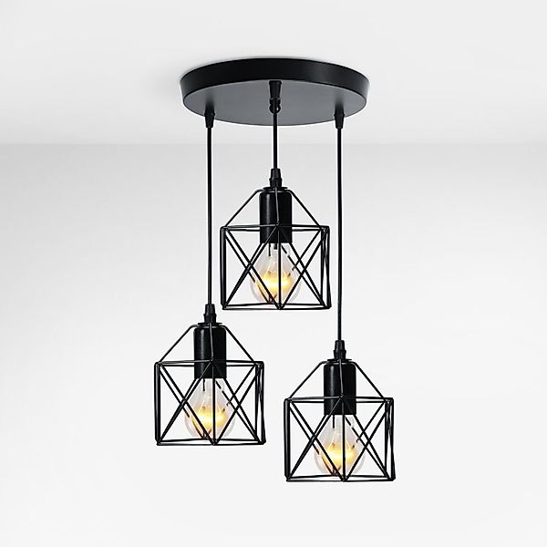 EMKE Pendelleuchte 3-flammig Industriell höhenverstellbar, ohne günstig online kaufen