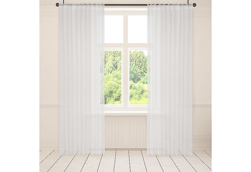 Asphald Gardine Gardinen auf Maß Weiß Voile Gardine 1:2,5 1er Faltenband 90 günstig online kaufen