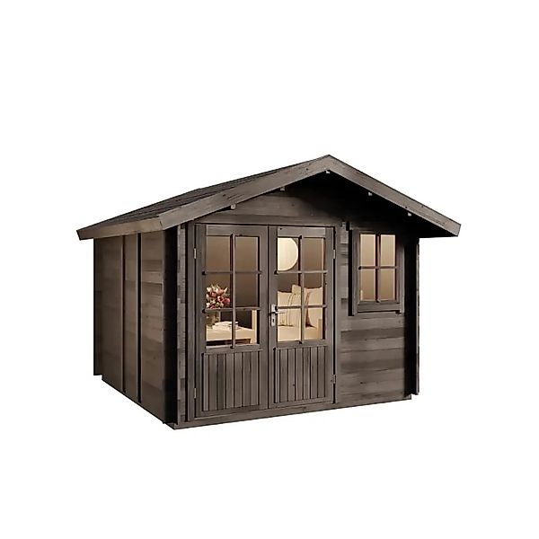 Alpholz Gartenhaus Palermo 331x331cm Imprägnierung Grau günstig online kaufen