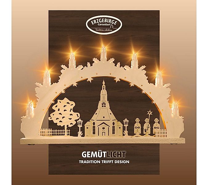 Weigla Schwibbogen Seiffener Kirche, Lichterbogen aus Holz, NATUR, Made in günstig online kaufen