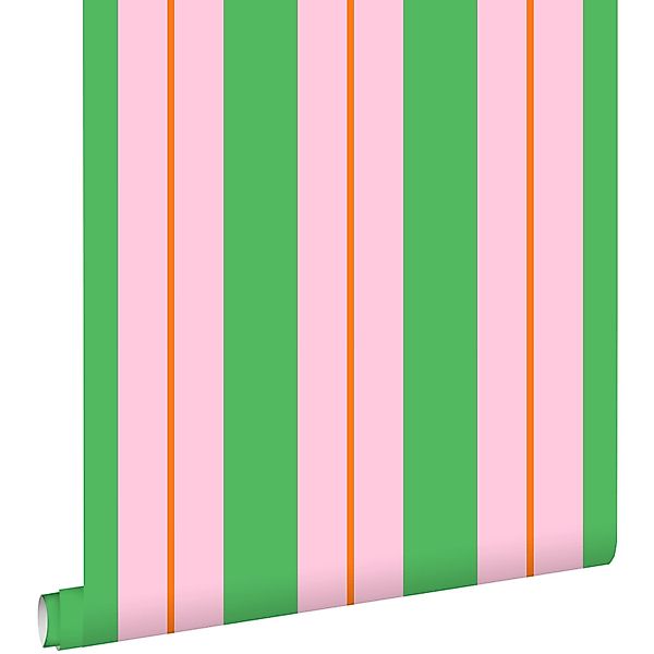 ESTAhome Tapete Streifen Grün und Rosa 50 x 900 cm günstig online kaufen