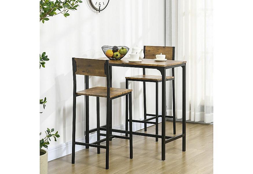 HOMCOM Bargruppe Bartisch Set Bartisch mit Barhocker-Set, (Esstisch, 3-tlg. günstig online kaufen
