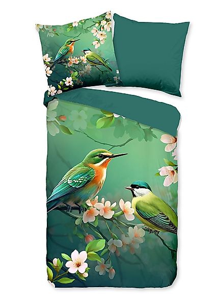 JACK Bettwäsche 135x200cm Pure Vogelparadies Grün, günstig online kaufen
