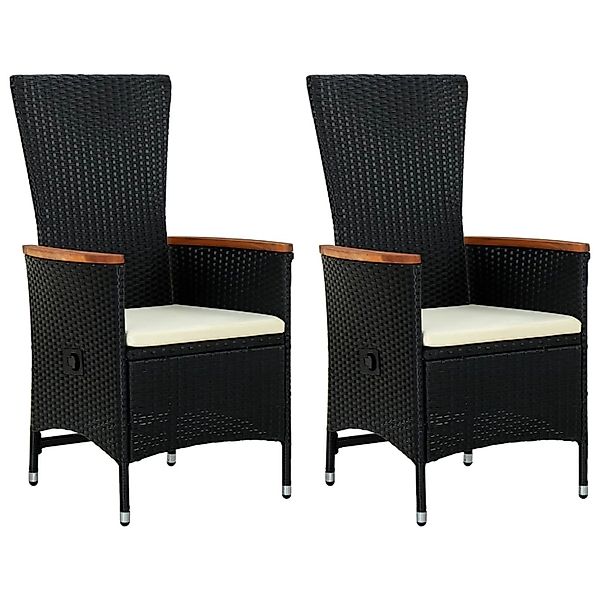 vidaXL Gartenstühle 2 Stk. mit Polstern Poly Rattan Schwarz günstig online kaufen