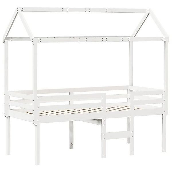 vidaXL Bett Hochbett mit Dach Weiß 90x190 cm Massivholz Kiefer günstig online kaufen