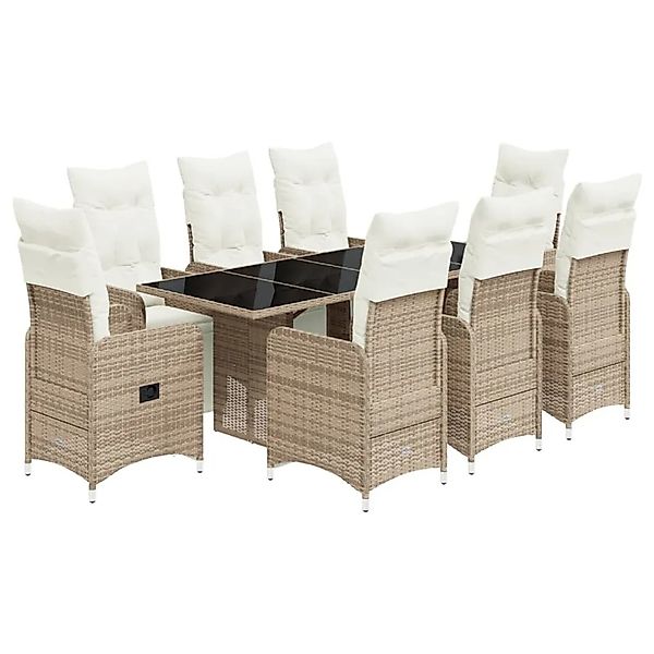 vidaXL 9-tlg Garten-Bistro-Set mit Kissen Braun Poly Rattan Modell 2 günstig online kaufen