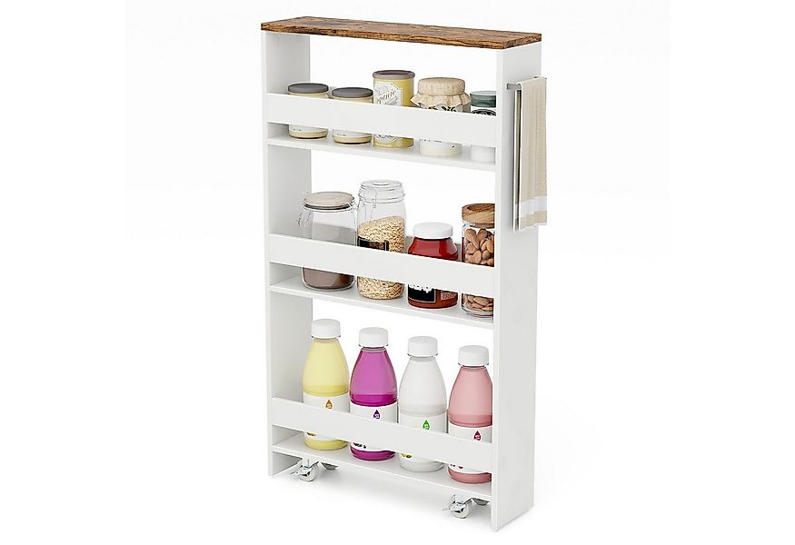 COSTWAY Küchenwagen, schmal, Nischenwagen 4 Ebenen, auf Rollen, 48x12,5x81c günstig online kaufen