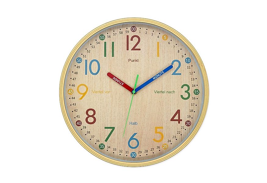K&L Wall Art Wanduhr Holzoptik lautlose Kinder Wanduhr ohne tickgeräusche ( günstig online kaufen