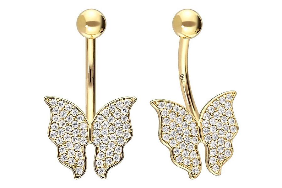 PIERCINGLINE Bauchnabelpiercing 18 Karat Gold Bananabell MOISSANIT-SCHMETTE günstig online kaufen
