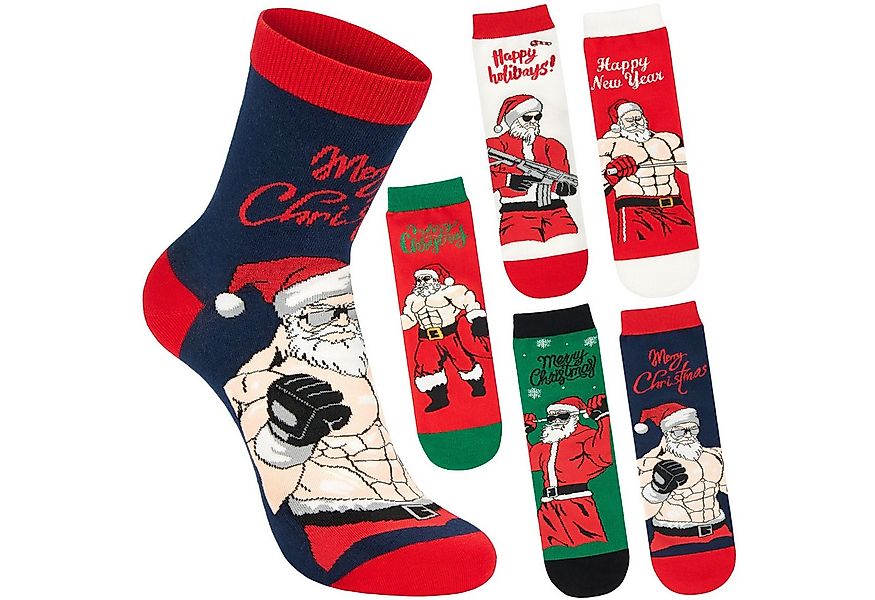 BRUBAKER Socken Lustige Herren Weihnachtssocken - Cool Santa (Geschenkset f günstig online kaufen