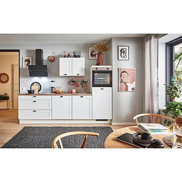 pino Küchenzeile 250 cm Weiß matt Anschlag rechts 1 Geräteschrank günstig online kaufen