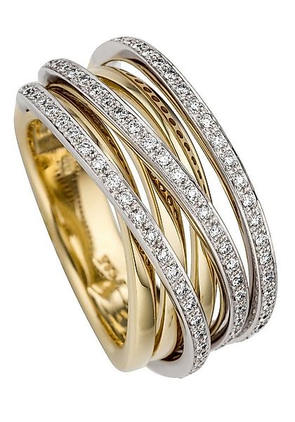 JOBO Fingerring Breiter Ring mit 78 Diamanten, 585 Gold bicolor günstig online kaufen