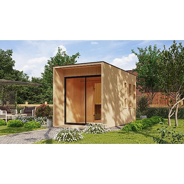 Karibu Saunahaus Cancun Naturbelassen mit Ofen 9 kW Bio Ext. Strg. günstig online kaufen