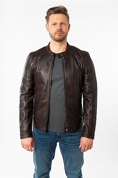 Mauritius Lederjacke MMTibor SF kurzer Kragen mit Druckknöpfen günstig online kaufen