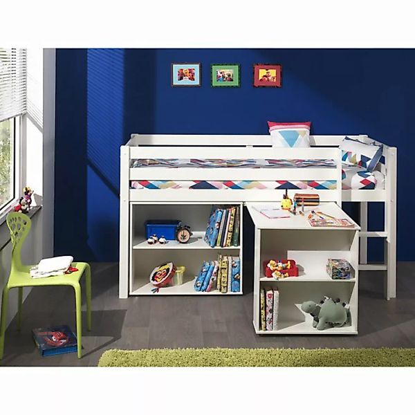 Kinderzimmer Set mit Hochbett in Kiefer massiv weiß lackiert PINOO-12 incl. günstig online kaufen