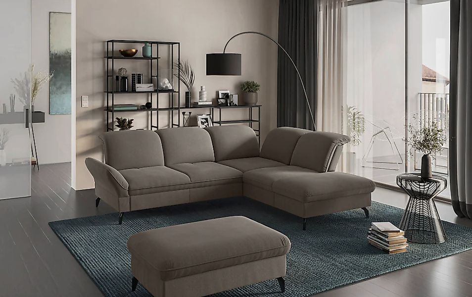 sit&more Ecksofa »Leandro L-Form« Wahlweise mit Bett-, Kopfteil - und Armle günstig online kaufen