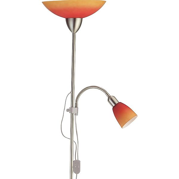 Deckenfluter Pienza mit Leseleuchte Nickel Rot-Orange H: ca. 180cm günstig online kaufen