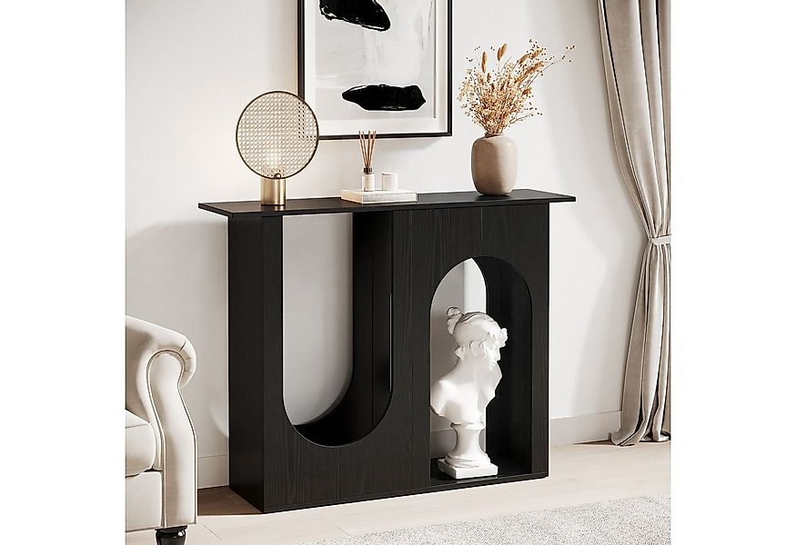 Tribesigns Konsolentisch 100 cm schwarzer Sofatisch, schmaler Konsolentisch günstig online kaufen
