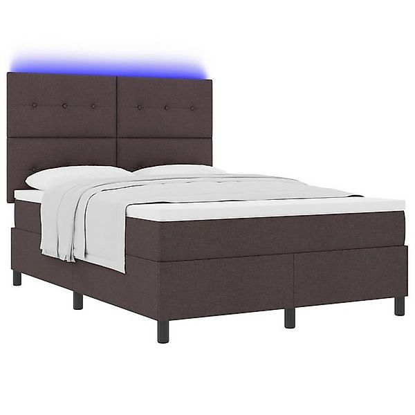 vidaXL Bett Boxspringbett mit Matratze & LED Dunkelbraun 140x190 cm Stoff ( günstig online kaufen