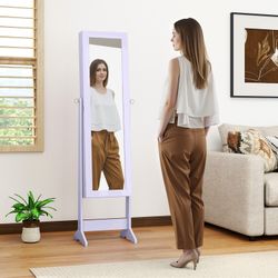 COSTWAY Schmuckregal, mit Ganzkörperspiegel, Schmuckschrank neigbar günstig online kaufen