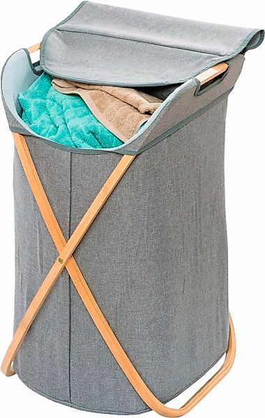 WENKO Wäschesammler Bahari aus Bambus, Wäschekorb, 79 l grau/braun günstig online kaufen