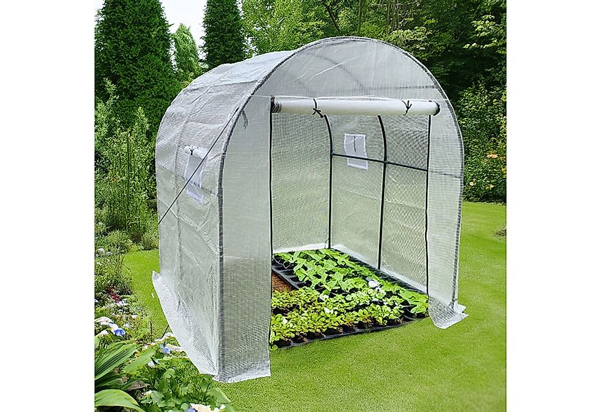 TOPCENT Gewächshaus Foliengewächshaus, Tunnelgewächshaus, weiß, 180 x 180 x günstig online kaufen