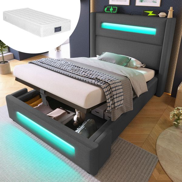 STILVORA Polsterbett 90x200 mit Bettkasten,Jugendbett mit günstig online kaufen