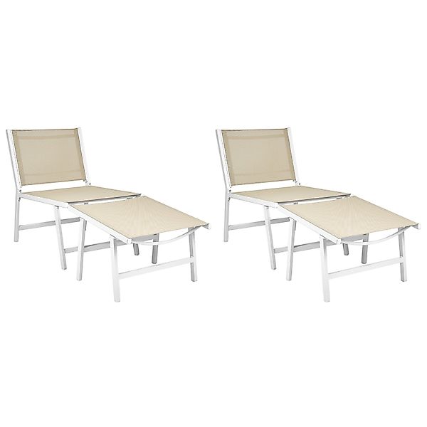 Beliani Gartenstuhl Beige Weiss 60x54x70 günstig online kaufen