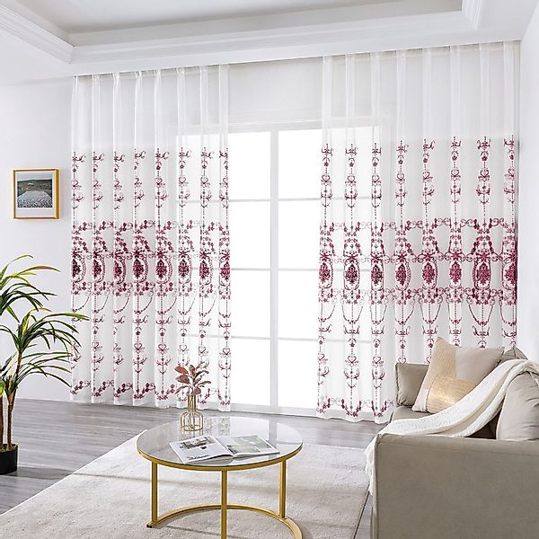 Qelus Gardine 2er Set Bestickt Sheer günstig online kaufen