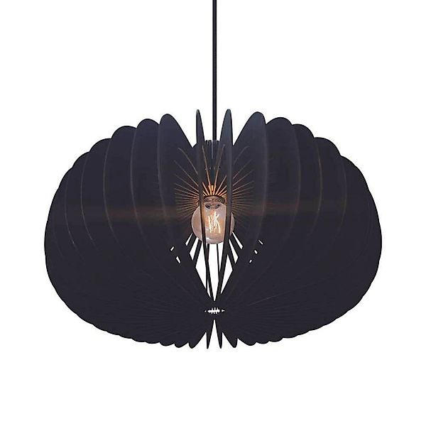 Pendelleuchte Hazo, Ø 65 cm, schwarz, Holz günstig online kaufen
