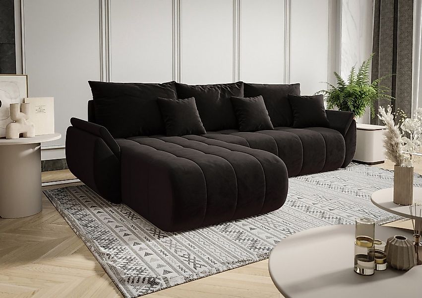Fun Möbel Ecksofa Sofa Schlafsofa AKITA Stoff Monolith, inkl. 3 Zierkissen, günstig online kaufen