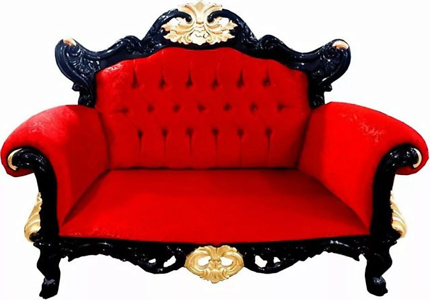 Casa Padrino 2-Sitzer Pompöös by Luxus Barock 2er Sofa Rot Muster / Schwarz günstig online kaufen