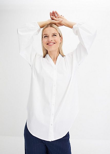 bonprix Langarmbluse Oversize-Bluse aus reiner Baumwolle günstig online kaufen