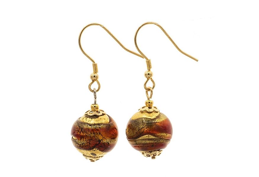 Paar Ohrhänger Ohrringe mit echtem Murano Glas rot gold, 925 Silber vergold günstig online kaufen