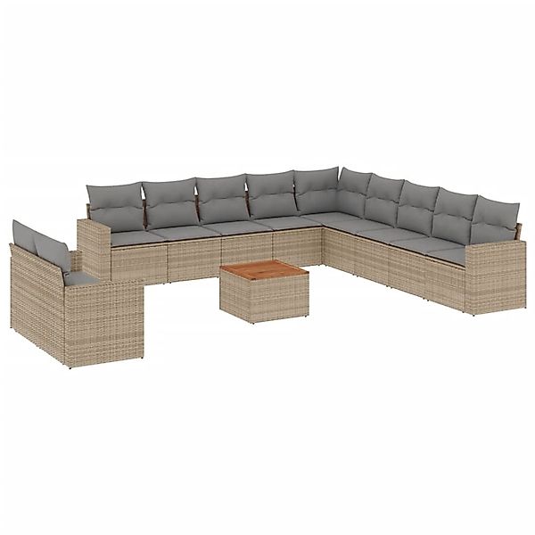 vidaXL 12-Tlg Garten-Sofagarnitur mit Kissen Beige Poly Rattan 3256535 günstig online kaufen