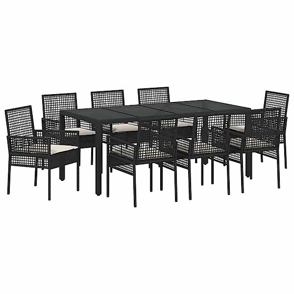 vidaXL Garten Essgruppe 9-Tlg Schwarz Poly Rattan 3334860 günstig online kaufen