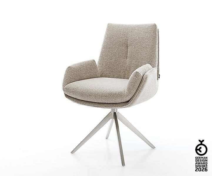 Drehstuhl Clea-Flex Webstoff Soft Beige Kreuzgestell breit Edelstahl 360° d günstig online kaufen