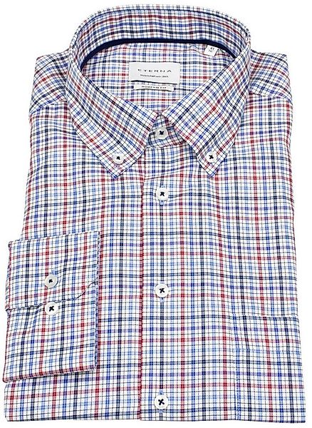 Eterna Karohemd Modern Fit leicht tailliert bügelfrei Button-Down-Kragen günstig online kaufen