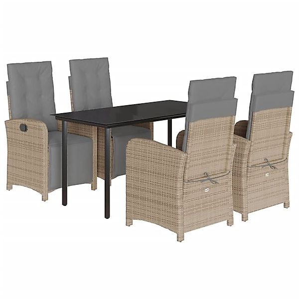 vidaXL 5-Tlg Garten-Essgruppe mit Kissen Beige Poly Rattan 3212593 günstig online kaufen