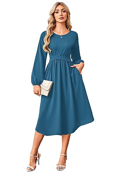 Beluring Midikleid Pfauenblaues französisch inspiriertes elegantes Taillenk günstig online kaufen