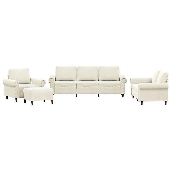 vidaXL 4-Tlg Sofagarnitur mit Kissen Creme Samt 3202188 günstig online kaufen