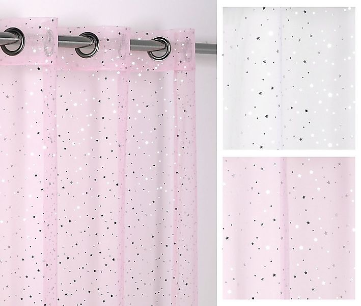 Beautex Gardine Luftiger Ösenschal mit Glitzer Sternen, Gardine mit Ösen 14 günstig online kaufen