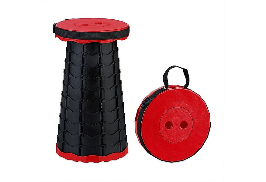 relaxdays Campinghocker Teleskophocker Camping, Schwarz-Rot günstig online kaufen