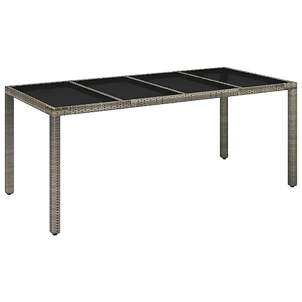 vidaXL Gartentisch mit Glasplatte Grau 190x90x75 cm Poly Rattan 319904 günstig online kaufen
