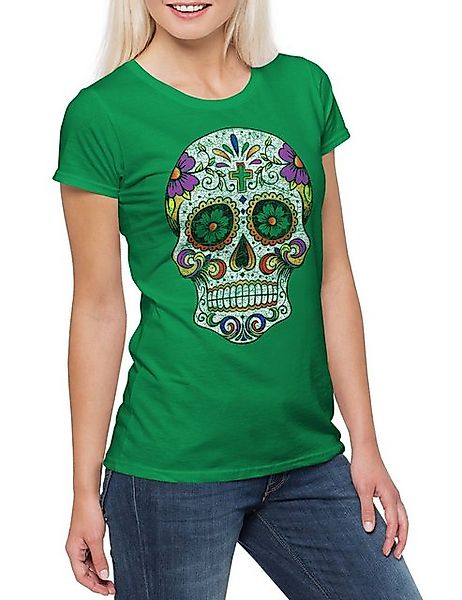 Urban Backwoods Print-Shirt Mexican Skull III Damen T-Shirt Schädel Totensc günstig online kaufen
